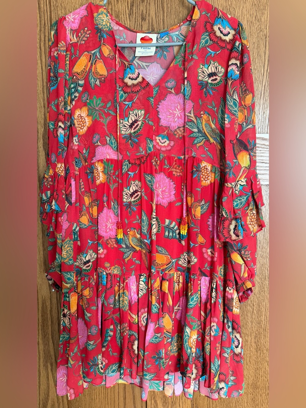 Anthropologie FARM RIO Pink and Red Floral Dress small petite